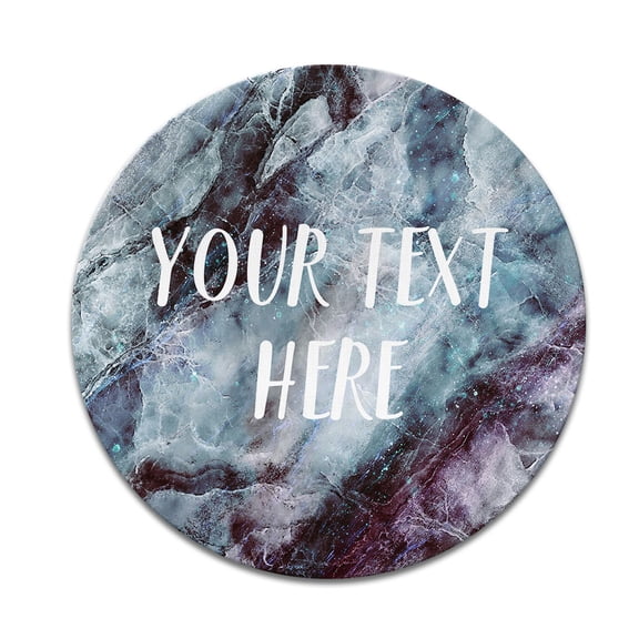 WIRESTER Personalized Round Mousepad with Your Text Customized Your Name on Nebula Blue Black Marble Background for Home, Office, and Gaming Desk, Non-Slip Circle Mousepad 7.88x0.12 in