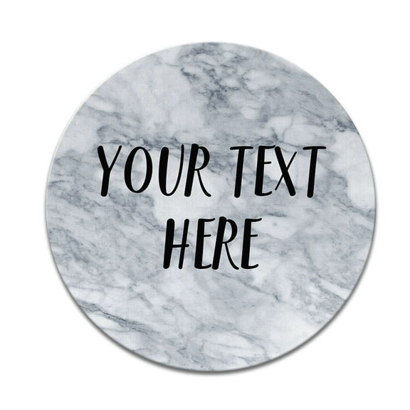 WIRESTER Personalized Round Mousepad with Your Text Customized Your Name on White Gray Marble Granite Pattern for Home, Office, and Gaming Desk, Non-Slip Circle Mousepad 7.88"