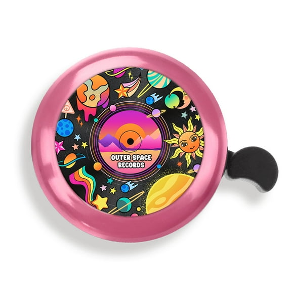 WIRESTER Pink Bicycle Bell Aluminum Alloy Mini Bike Bell With Ring Horn Accessories for Adults Men Women Kids Girls and Boys -Outer Space Records