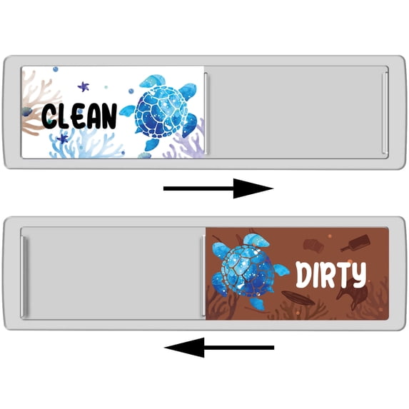 WIRESTER Plastic Clean and Dirty Dishwasher Magnet Sign Slide Magnet, Blue Sea Turtle
