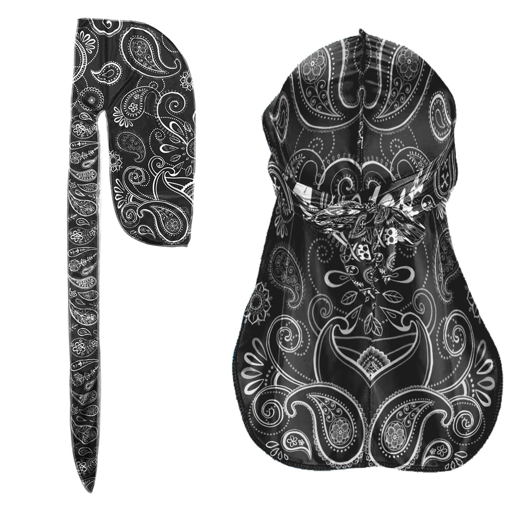 WIRESTER Polyester Durag Cap Straps Headwraps with Long Tail