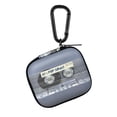 thumbnail image 1 of WIRESTER Portable EVA Small Earbuds Carrying Case Storage Bag Organizer with Carabiners for Earphones, Earbuds, Earpieces, SD Memory Card, Camera Chips - Retro Clear Cassette Tape Pop Songs, 1 of 7