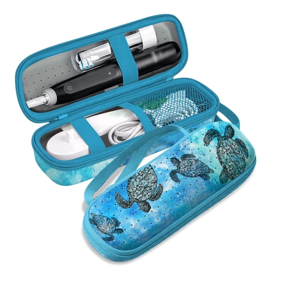 WIRESTER Portable Electric Toothbrush Travel Case, Hard Storage Box Compatible with Oral-B Pro Series & Philips Sonicare ProtectiveClean, Ocean Sea Turtles