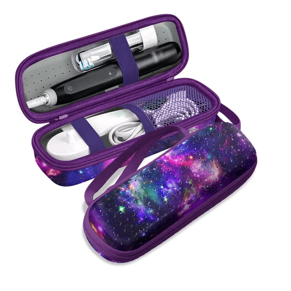WIRESTER Portable Electric Toothbrush Travel Case, Hard Storage Box Compatible with Oral-B Pro Series & Philips Sonicare ProtectiveClean, Purple Nebula Galaxy