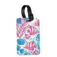 thumbnail image 1 of WIRESTER Rectangle PU Leather Luggage Tags for Travel Suitcase Baggage 4.05 x 2.83 inches - Pink Butterfly Fish, 1 of 7