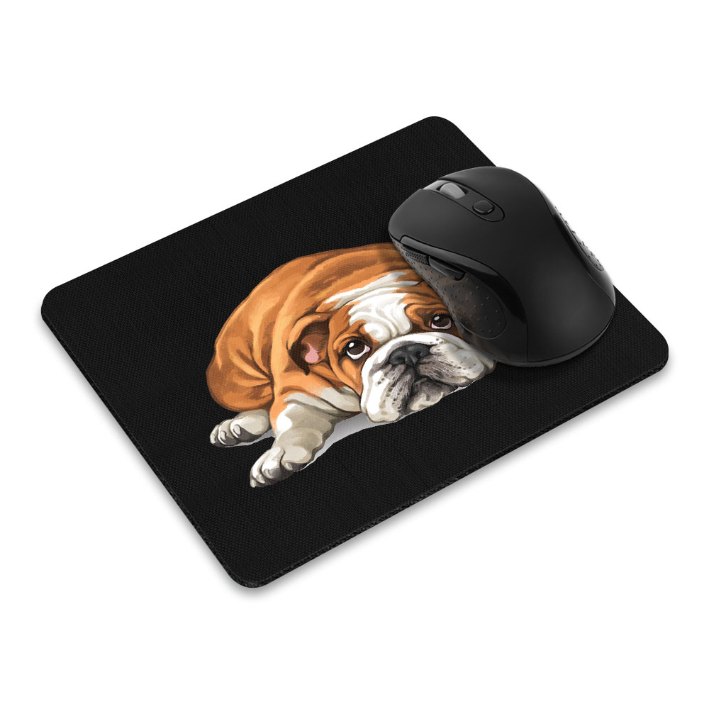 FINCIBO Rectangle Standard Mouse Pad, Non-Slip Mouse Pad for Home, Office, and Gaming Desk, English Bulldog Dog Lying Down Looking Up - image 1 of 5