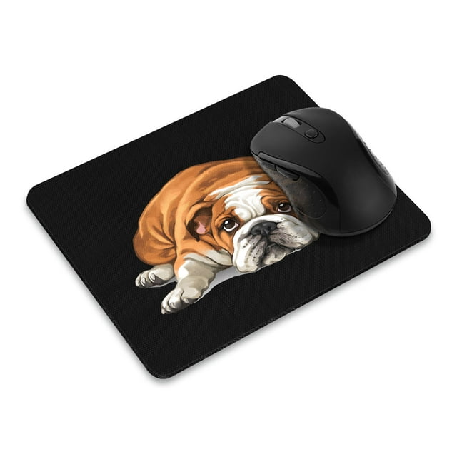 FINCIBO Rectangle Standard Mouse Pad, Non-Slip Mouse Pad for Home, Office, and Gaming Desk, English Bulldog Dog Lying Down Looking Up