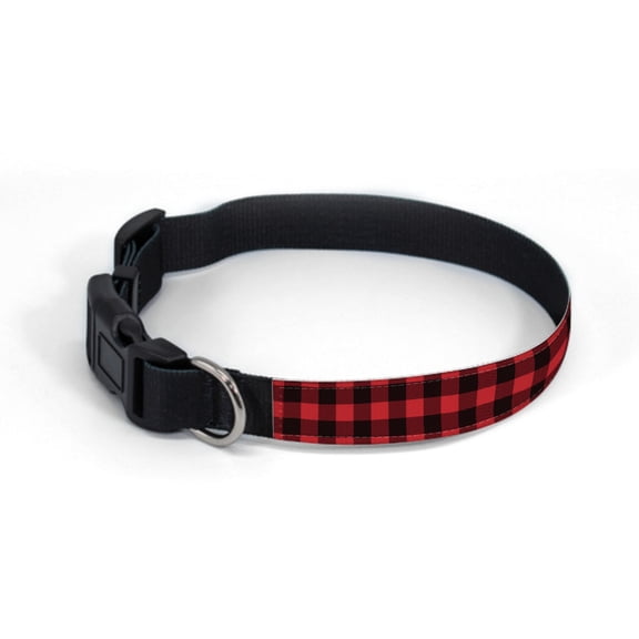 WIRESTER Reflective Adjustable Dog Collar for Large Dogs with Buckle, Classic Red Plaid Pattern