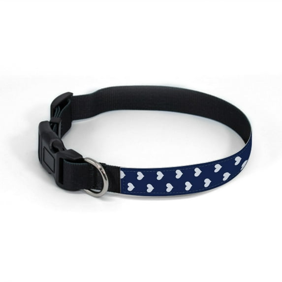 WIRESTER Reflective Adjustable Dog Collar for Large Dogs with Buckle, Navy Heart Pattern