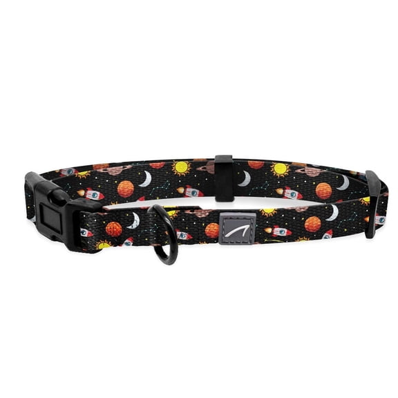 WIRESTER Reflective Dog Collar for Small/Medium Dogs with Buckle, Space Age Galaxy Black