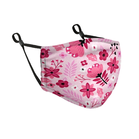 WIRESTER Reusable Washable Polyester 3 Layers Mask Cover Protection For Adult, Pink Flowers Pattern