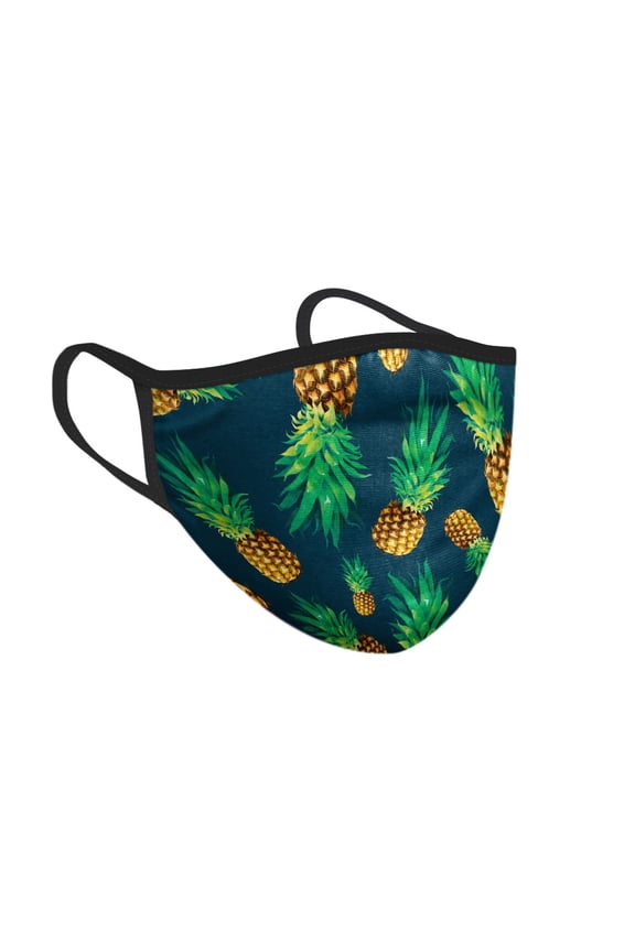 Reusable Washable Polyester Cotton Mask Cover Protection For Adult, Fly Pineapple Pattern Dark Blue