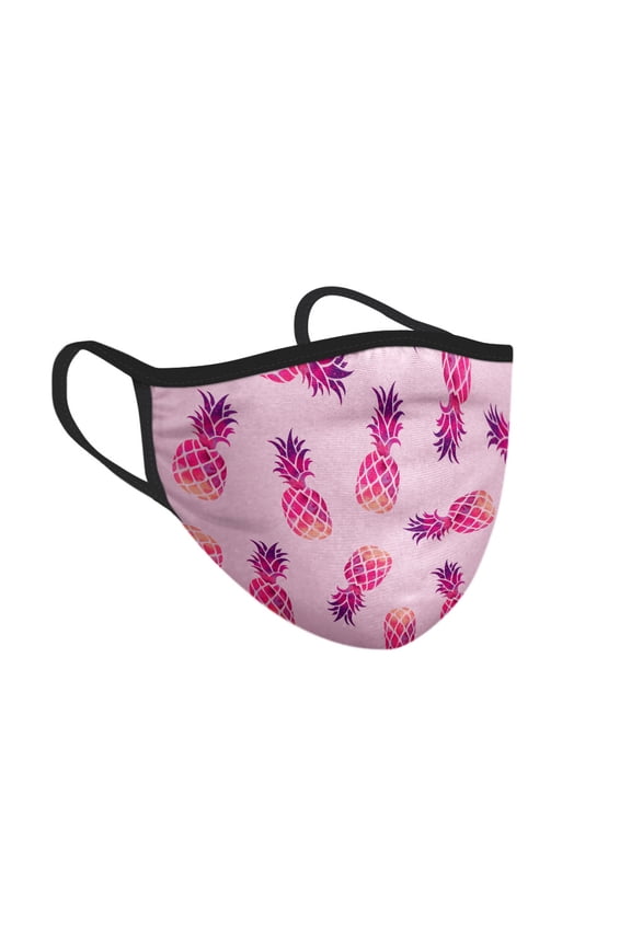 Reusable Washable Polyester Cotton Mask Cover Protection For Adult, Hot Pink Pineapple Pattern Pink Pastel