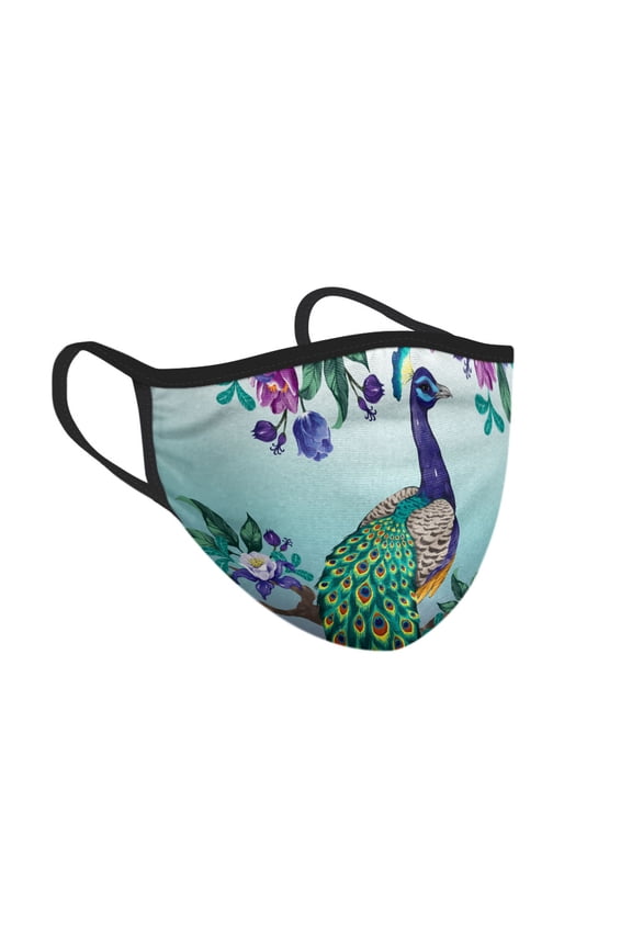 Reusable Washable Polyester Cotton Mask Cover Protection For Adult, Peacock Flowers