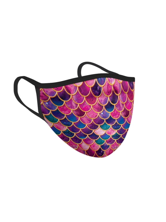 Reusable Washable Polyester Cotton Mask Cover Protection For Adult, Pink Mermaid Scales