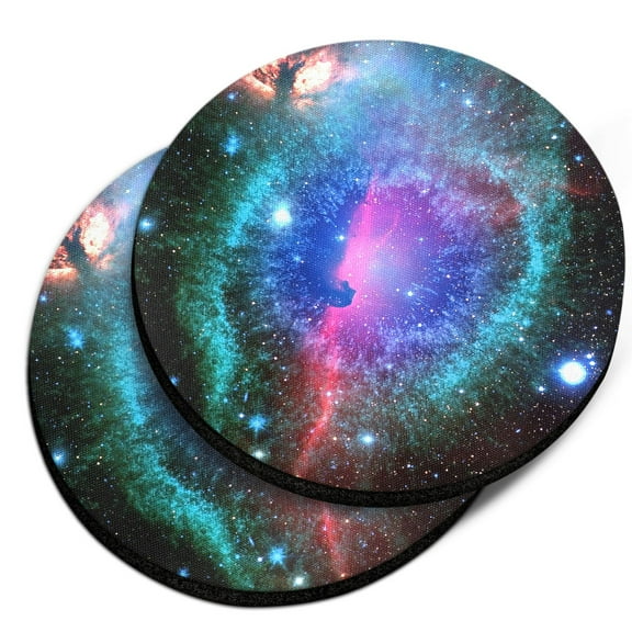 WIRESTER Round Neoprene Car Coaster for Drinks, Set of 2pcs, Clash of Cosmo Galaxy