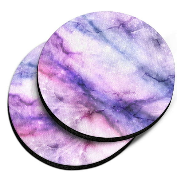 WIRESTER Round Neoprene Car Coaster for Drinks, Set of 2pcs, Purple Fuchsia Marble