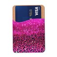 thumbnail image 1 of WIRESTER Self-Adhesive PU Leather Card Holder Stick on Pocket Credit Card Case Pouch Wallet for Apple Samsung Motorola LG Smart Phones - Hot Pink Glitter Sparkle With Black Pink Glitter Leopard, 1 of 6
