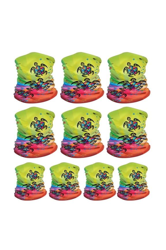 Set of 10pcs Bandana Seamless Tube Mask, Headwear, Scarf for Wear Face Coverings, Running, Cycling, Fishing, UV Protection - Flower & Turtles