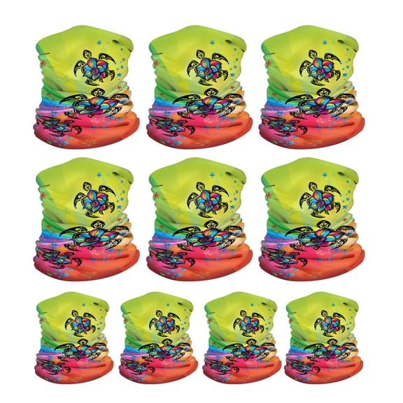 WIRESTER Set of 10pcs Bandana Seamless Tube Mask, Headwear, Scarf for Wear Face Coverings, Running, Cycling, Fishing, UV Protection - Flower & Turtles