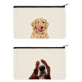 thumbnail image 1 of WIRESTER Set 2 of Canvas Cosmetic Bag, Makeup Bag, Cosmetic Pouch for Women - Basset Hound Golden Retriever Dogs, 1 of 6