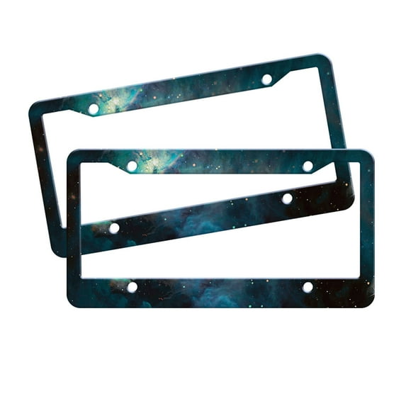 WIRESTER Set 2pcs 6" x 12" Auto Drive License Plate Frame Cover - Blue Sky Galaxy Nebula