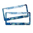 thumbnail image 1 of WIRESTER Set 2pcs 6" x 12" Auto Drive License Plate Frame Cover - Marble Gold And Blue, 1 of 7