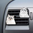 thumbnail image 1 of WIRESTER Set of 2pcs Car Air Freshener Fragrance Vent Clip Decoration with Lemon Scented Pad - Seal Lilac Tabby Point Birman, White Silver Point Ragdoll Cats, 1 of 7