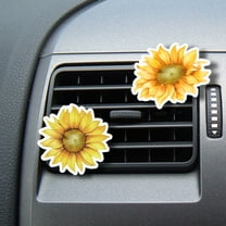 WIRESTER Set of 2pcs Car Air Freshener Fragrance Vent Clip Interior Decoration for Cars with Lemon Scented Pad - Yellow Sunflower Watercolor & Watercolor Yellow Sunflower