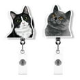 thumbnail image 1 of WIRESTER Set 2pcs Design Acrylic Key Card Holder Belt Clip Reel Id Badge Retractable - Black White Tuxedo, Blue Gray British Shorthair Cats, 1 of 1