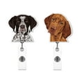 thumbnail image 1 of WIRESTER Set 2pcs Design Acrylic Key Card Holder Belt Clip Reel Id Badge Retractable - German Shorthaired Pointer, Golden Rust Vizslas Dogs, 1 of 6