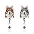 thumbnail image 1 of WIRESTER Set 2pcs Design Acrylic Key Card Holder Belt Clip Reel Id Badge Retractable - Gray Fawn Siberian Husky Dogs, 1 of 6