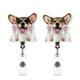 thumbnail image 1 of WIRESTER Set 2pcs Design Acrylic Key Card Holder Belt Clip Reel Id Badge Retractable - Sable Black Tan Pembroke Welsh Corgi Dogs, 1 of 6