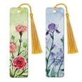thumbnail image 1 of WIRESTER Set 2pcs Rectangle Metal Bookmarks With Light Gold Tassels for Book Lovers, Page Markers for Students Teachers Reading - Carnations Flowers & Irises Flowers, 1 of 1