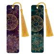 thumbnail image 1 of WIRESTER Set 2pcs Rectangle Metal Bookmarks With Light Gold Tassels for Book Lovers, Page Markers for Students Teachers Reading - Purple Bohemian Flowers Compass & Teal Bohemian Flowers Compass, 1 of 1