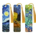thumbnail image 1 of WIRESTER Set 3pcs Rectangle Metal Bookmarks With Light Gold Tassels for Book Lovers, Page Markers for Students Teachers Reading - Vincent Van Gogh Set, 1 of 6