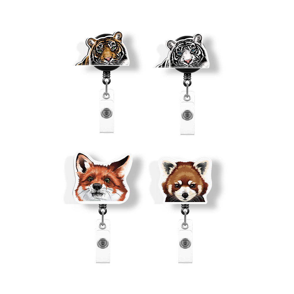 WIRESTER Set 4pcs Acrylic Key Card Holder Belt Clip Reel Id Badge