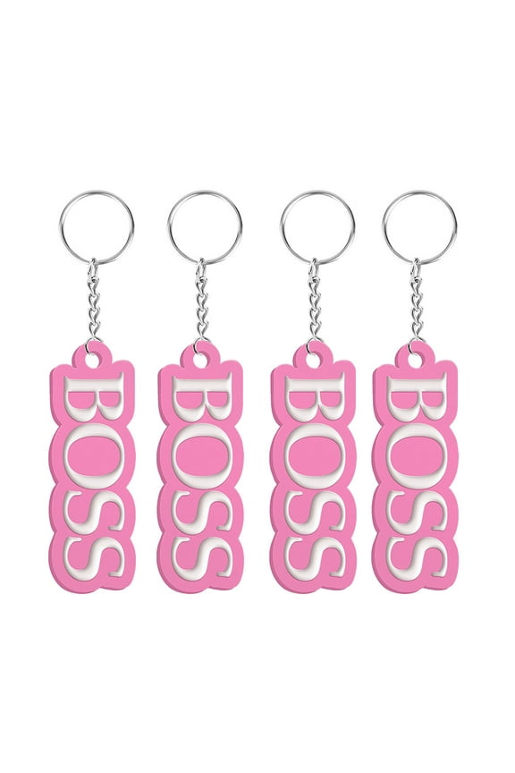 Set 4pcs Rubber Soft Touch PVC Silicone Keychain for Car Bag Pendant, Boss