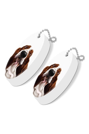 Set of 2pcs Floating Foam Keyring Keychain Waterproof Key Chain For Swimming, Boating, Fishing, Water Sport - Basset Hound Dog