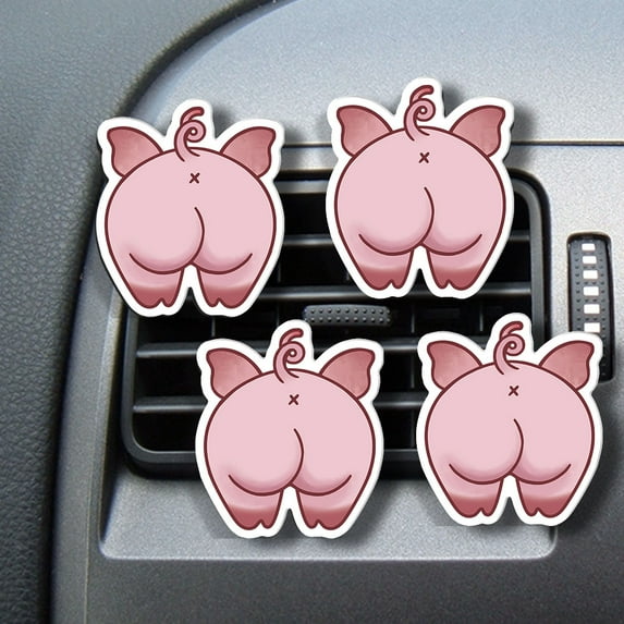 WIRESTER Set of 4pcs Car Air Freshener Fragrance Vent Clip Interior Decoration for Cars with Lemon Scented Pad - Pig Butt