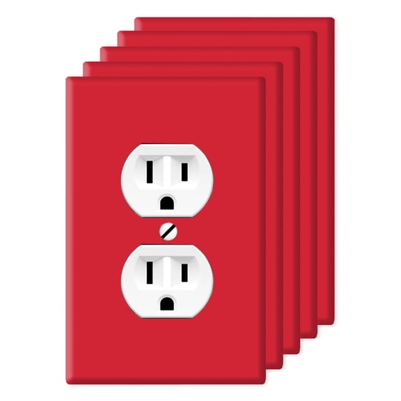 WIRESTER Set of 5pcs 1-Gang Duplex Outlet Cover Wall Plate/Switch Plate Cover, Solid Favorite Red