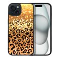 thumbnail image 1 of WIRESTER Shockproof Soft Rubber Cover Case for Apple iPhone 15 6.1" 2023 (NOT FIT Apple iPhone 15 Plus 6.7" 2023), Gold Glitter Sparkle With Black Yellow Glitter Leopard, 1 of 5