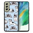 thumbnail image 1 of WIRESTER Shockproof Soft Rubber Cover Case for Samsung Galaxy S21 FE (Fan Edition) 5G 6.4" 2022, French Bulldog Funny Playful Postures On Light Blue Background, 1 of 5