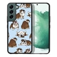 thumbnail image 1 of WIRESTER Shockproof Soft Rubber Cover Case for Samsung Galaxy S22 6.1" 2022, Brindle Brown English Bulldog Funny Playful Postures On Light Blue Background, 1 of 5