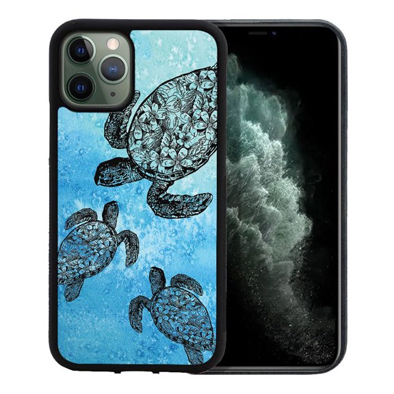 WIRESTER Shockproof Soft Rubber Cover Case for Apple iPhone 11 Pro 5.8" 2019, Ocean Sea Turtles