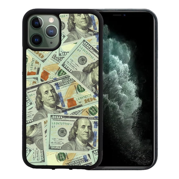 WIRESTER Shockproof Soft Rubber Cover Case for Apple iPhone 11 Pro Max 6.5" 2019, Benjamin Franklin Dollar Pattern