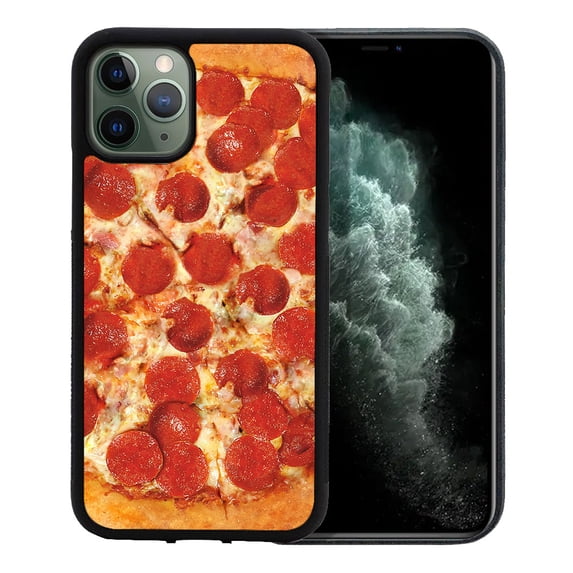 WIRESTER Shockproof Soft Rubber Cover Case for Apple iPhone 11 Pro Max 6.5" 2019, Pepperoni Pizza
