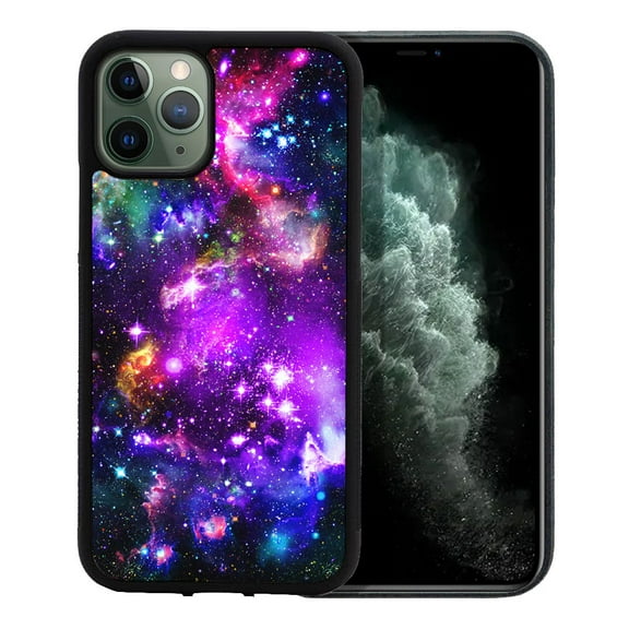 WIRESTER Shockproof Soft Rubber Cover Case for Apple iPhone 11 Pro Max 6.5" 2019, Purple Nebula Galaxy
