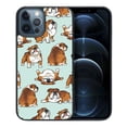 thumbnail image 1 of WIRESTER Shockproof Soft Rubber Cover Case for Apple iPhone 12 Pro Max 6.7" 2020, English Bulldog Funny Playful Postures On Aero Blue Background, 1 of 5