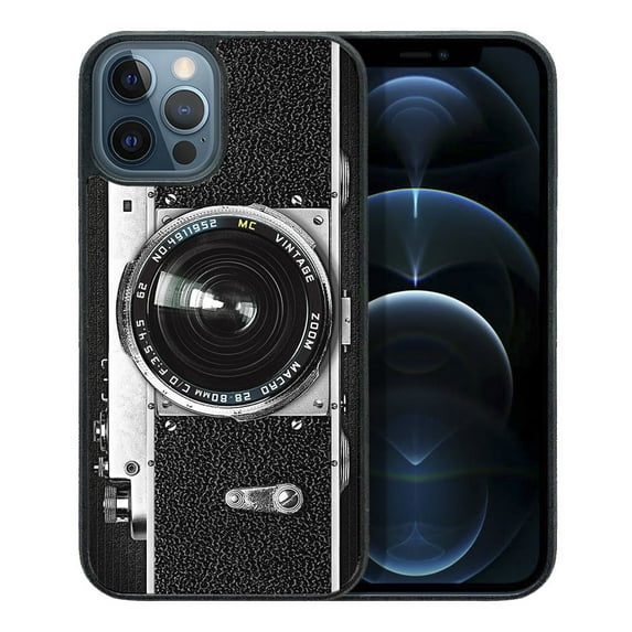 WIRESTER Shockproof Soft Rubber Cover Case for Apple iPhone 12 Pro Max 6.7" 2020, Retro Vintage Camera Zoom